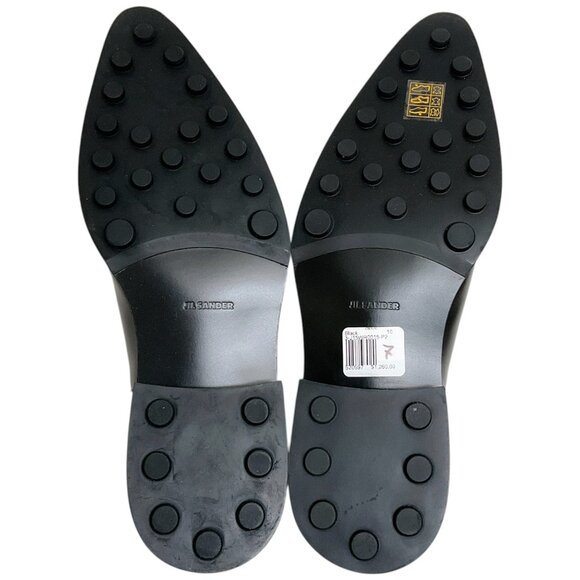 Jil Sander Black Leather Pointed Toe Flat Loafers - Picture 10 of 12